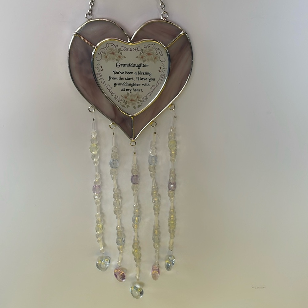 Suncatcher Granddaughter Heart Shaped Stained Glass & Applied Graphics Grandkid